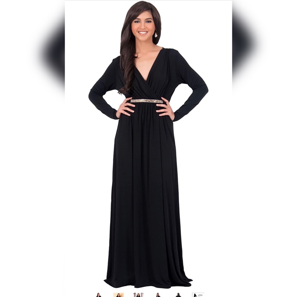 Long Black Long Sleeve Bridesmaids Dress